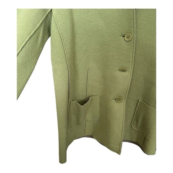 EILEEN FISHER | Merino Wool Doubleknit Button Front Cardigan Green Gray | M - Picture 2 of 11